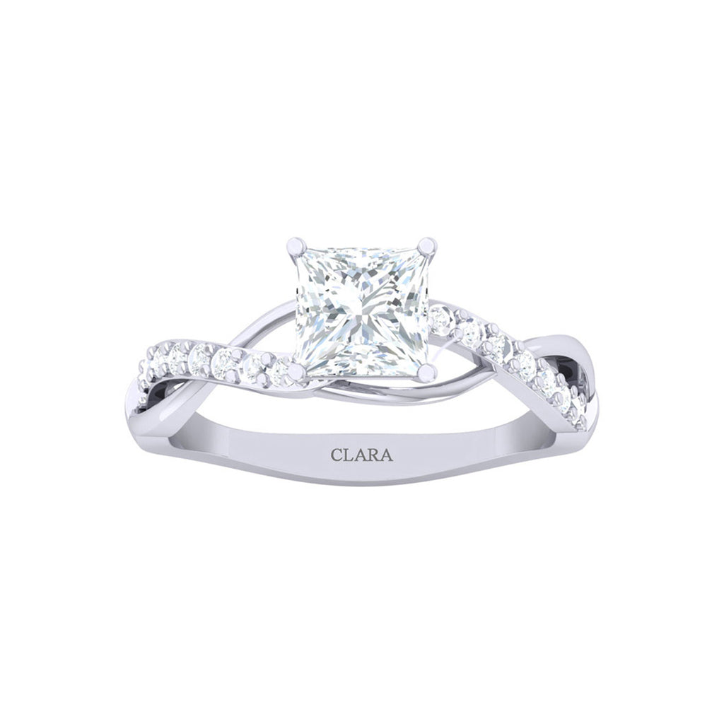 Silver Princess Cut Solitaire Ring - Main Image
