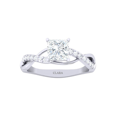 CLARA Made with Swiss Zirconia 925 Sterling Silver Princess Cut Solitaire Ring Gift for Women and Girls