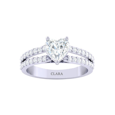CLARA Made with Swiss Zirconia 925 Sterling Silver Heart Solitaire Ring Gift for Women and Girls