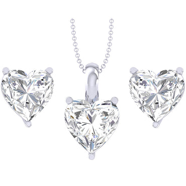 Clara 92.5 Sterling Silver Heart Solitaire Pendant Earring Jewellery Set Gift for Women & Girls