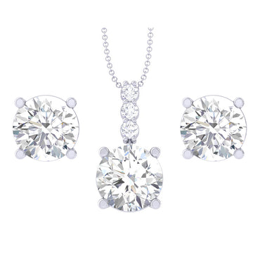 Clara 92.5 Sterling Silver Round Brilliant Solitaire Pendant Earring Jewellery Set Gift for Women & Girls