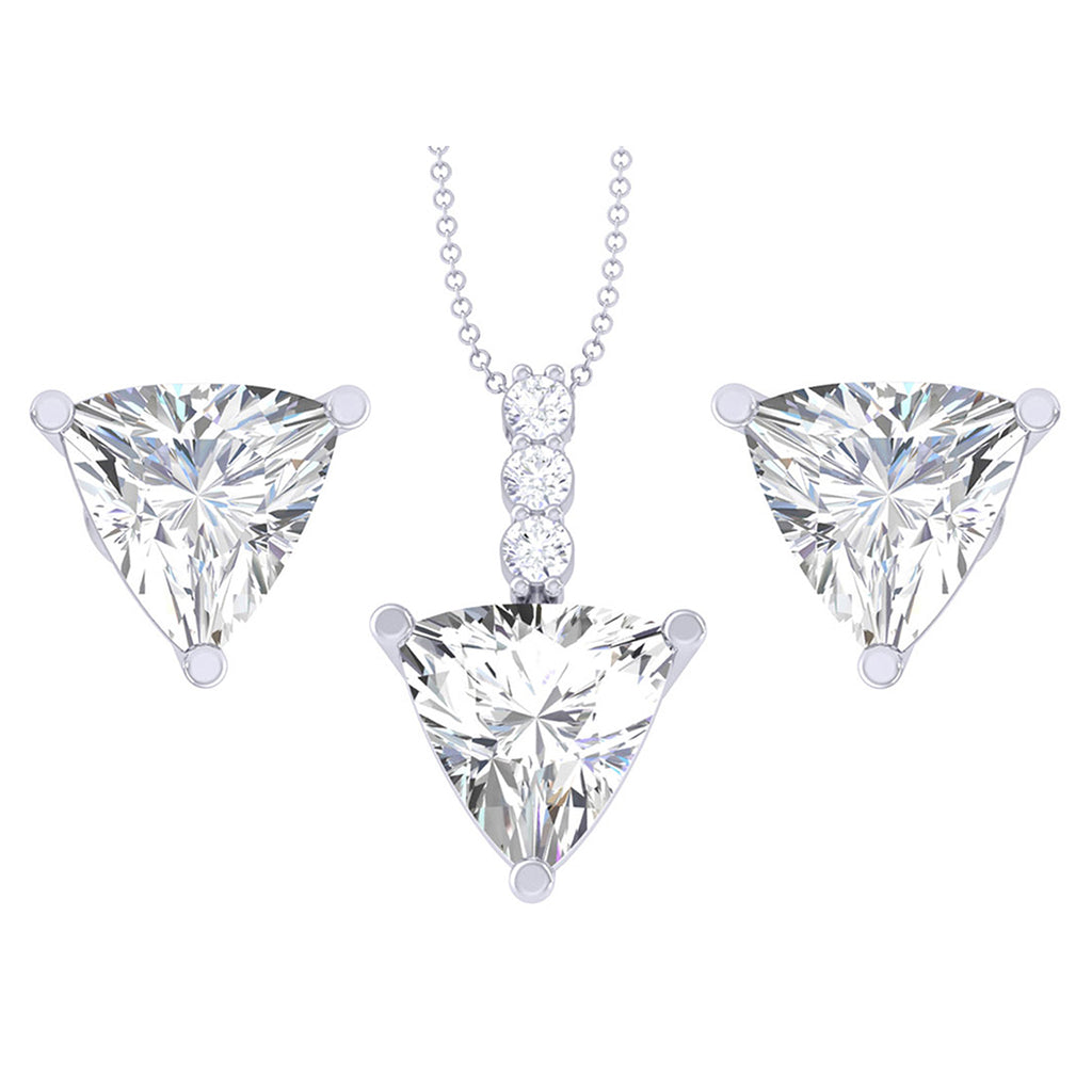 Silver Trillion Solitaire Jewellery Set - Main Image