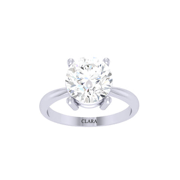 Clara 92.5 Sterling Silver White Gold Plated Round Brilliant Diamond Cut Zirconia Solitaire Ring For Women & Girls