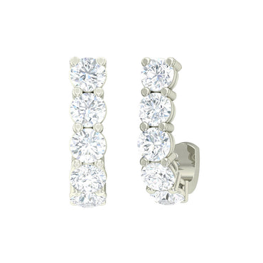 Clara 925 Sterling Silver and Cubic Zirconia Hoop Remy Earring With Screw Back for Women & Girls