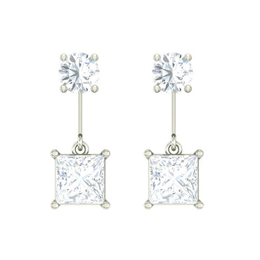 Clara 925 Sterling Silver and Cubic Zirconia Dangle & Drop Fleur Earring With Screw Back for Women & Girls