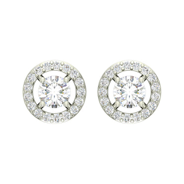 CLARA 925 Sterling Silver Swiss Zirconia Halo Earring With Screw Back Gift for Women and Girls