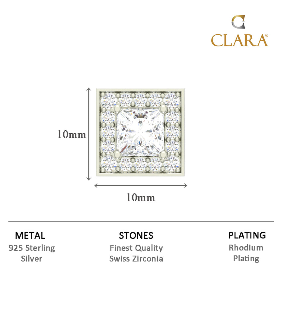 CLARA 925 Sterling Silver Designer Solitaire Stud Men Earring Gift for Men & Boys 1 Piece