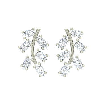 CLARA 925 Sterling Silver Swiss Zirconia Leaf Earring With Screw Back Gift for Women and Girls