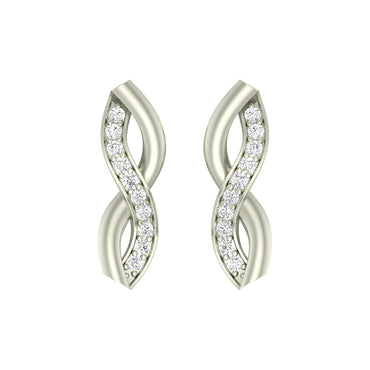 CLARA 925 Sterling Silver Swiss Zirconia Twist Earring With Screw Back Gift for Women and Girls