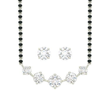 5 Stone Mangalsutra Chain Pendant with Earring