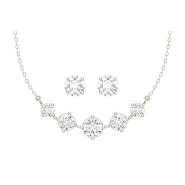 5 Stone Silver Chain Pendant with Earring