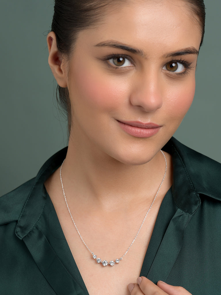 Silver 5 Stone Chain Pendant