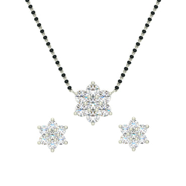 CLARA 925 Sterling Silver Star Mangalsutra Tanmaniya Pendant Earring Jewellery Set with Chain Gift for Women and Girls