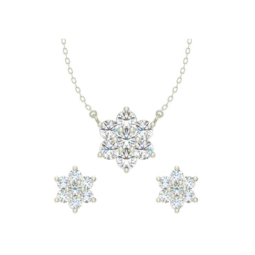 CLARA 925 Sterling Silver Rhodium Plated Star Pendant Earring Necklace Set with Chain Gift for Women and Girls