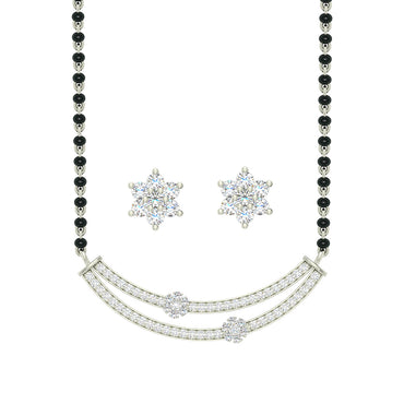 CLARA 925 Sterling Silver Ava Mangalsutra Tanmaniya Pendant Earring Jewellery Set with Chain Gift for Women and Girls