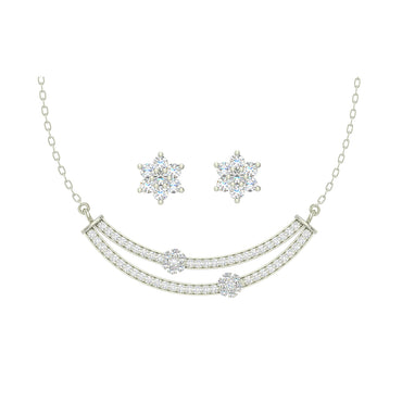 CLARA 925 Sterling Silver Rhodium Plated Ava Pendant Earring Necklace Set with Chain Gift for Women and Girls