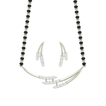 CLARA 925 Sterling Silver Isla Mangalsutra Tanmaniya Pendant Earring Jewellery Set with Chain Gift for Women and Girls