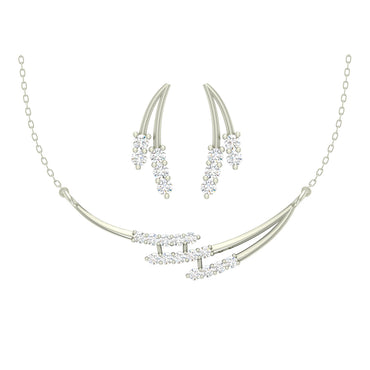 CLARA 925 Sterling Silver Rhodium Plated Isla Pendant Earring Necklace Set with Chain Gift for Women and Girls