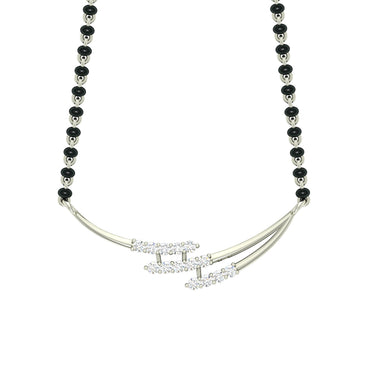 CLARA 925 Sterling Silver Rhodium Plated Isla Mangalsutra Chain Pendant