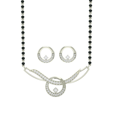 CLARA 925 Sterling Silver Evie Mangalsutra Tanmaniya Pendant Earring Jewellery Set with Chain Gift for Women and Girls