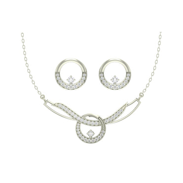 CLARA 925 Sterling Silver Rhodium Plated Evie Pendant Earring Necklace Set with Chain Gift for Women and Girls