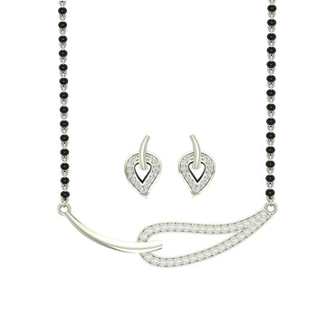 CLARA 925 Sterling Silver Stella Mangalsutra Tanmaniya Pendant Earring Jewellery Set with Chain Gift for Women and Girls