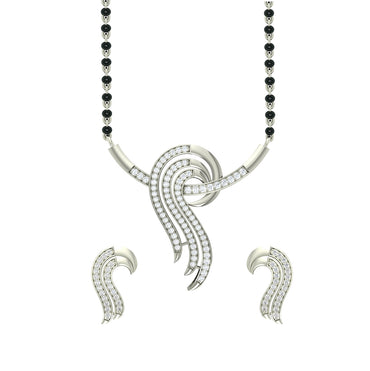 CLARA 925 Sterling Silver Zoe Mangalsutra Tanmaniya Pendant Earring Jewellery Set with Chain Gift for Women and Girls