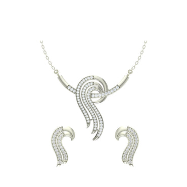 CLARA 925 Sterling Silver Rhodium Plated Zoe Pendant Earring Necklace Set with Chain Gift for Women and Girls