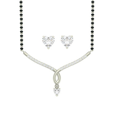 CLARA 925 Sterling Silver Mila Mangalsutra Tanmaniya Pendant Earring Jewellery Set with Chain Gift for Women and Girls