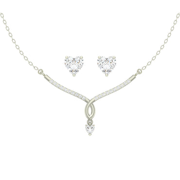 CLARA 925 Sterling Silver Rhodium Plated Mila Pendant Earring Necklace Set with Chain Gift for Women and Girls