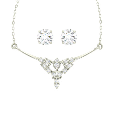 CLARA 925 Sterling Silver Rhodium Plated Alice Pendant Earring Necklace Set with Chain Gift for Women and Girls