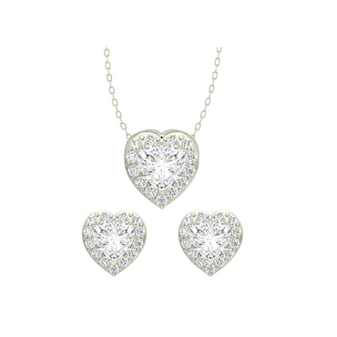 CLARA 925 Sterling Silver Rhodium Plated Valentine Pendant Earring Necklace Set with Chain Gift for Women and Girls