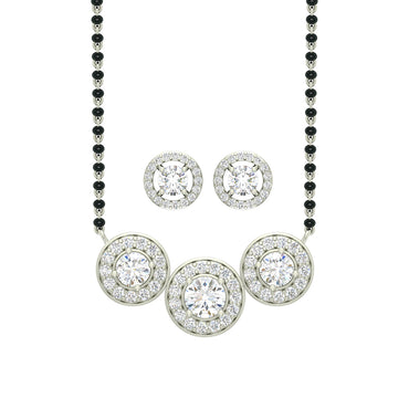 CLARA 925 Sterling Silver Poppy Mangalsutra Tanmaniya Pendant Earring Jewellery Set with Chain Gift for Women and Girls