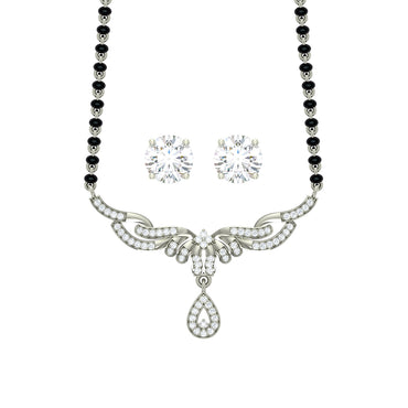 CLARA 925 Sterling Silver Maya Mangalsutra Tanmaniya Pendant Earring Jewellery Set with Chain Gift for Women and Girls