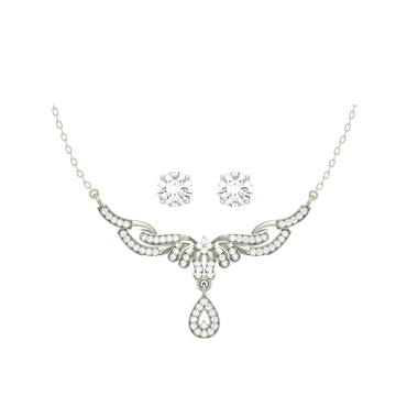 CLARA 925 Sterling Silver Rhodium Plated Maya Pendant Earring Necklace Set with Chain Gift for Women and Girls