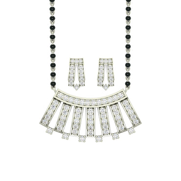 CLARA 925 Sterling Silver Ayla Mangalsutra Tanmaniya Pendant Earring Jewellery Set with Chain Gift for Women and Girls