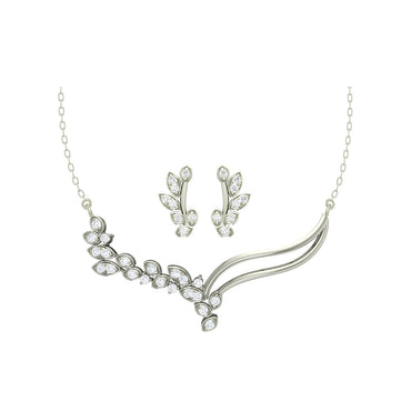 CLARA 925 Sterling Silver Rhodium Plated Freya Pendant Earring Necklace Set with Chain Gift for Women and Girls