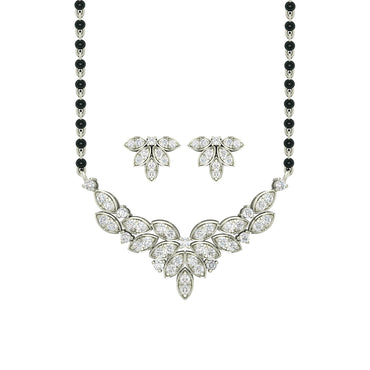 CLARA 925 Sterling Silver Elsie Mangalsutra Tanmaniya Pendant Earring Jewellery Set with Chain Gift for Women and Girls