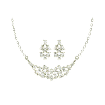 CLARA 925 Sterling Silver Rhodium Plated Daisy Pendant Earring Necklace Set with Chain Gift for Women and Girls