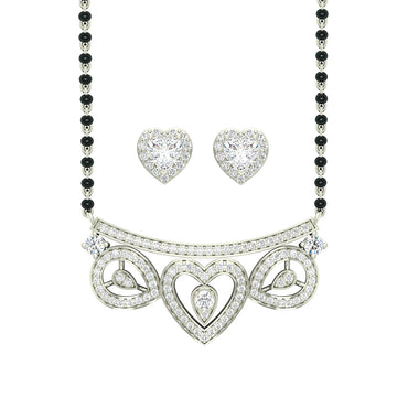 CLARA 925 Sterling Silver Eden Mangalsutra Tanmaniya Pendant Earring Jewellery Set with Chain Gift for Women and Girls