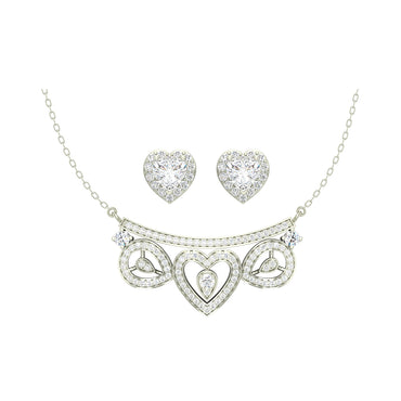 CLARA 925 Sterling Silver Rhodium Plated Eden Pendant Earring Necklace Set with Chain Gift for Women and Girls