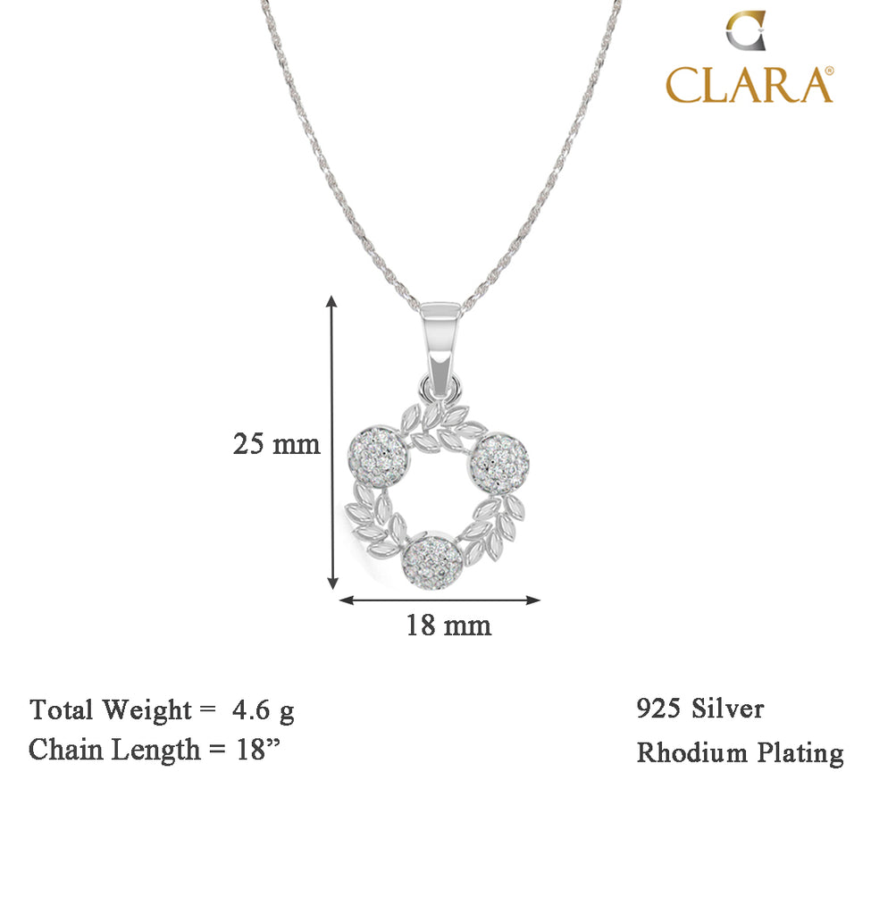 CLARA 925 Sterling Silver Alma Pendant Chain Necklace 