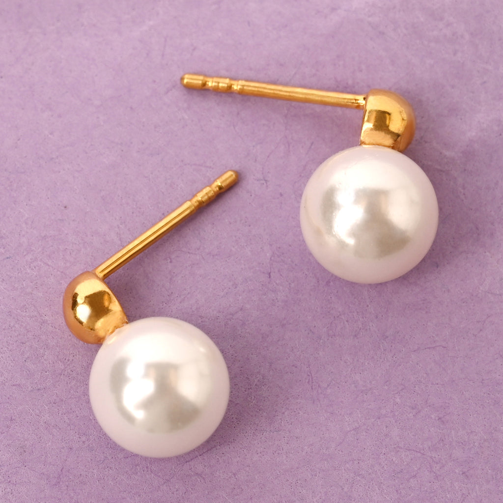 CLARA 925 Sterling Silver Pearl Ball Studs Earrings  