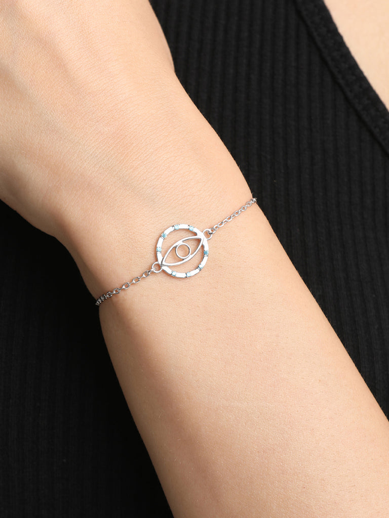 CLARA 925 Sterling Silver Evil Eye Circle Bracelet