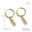 CLARA 925 Sterling Silver Leaf Hoop Drop Earring Gold Plated Gift for Women & Girls