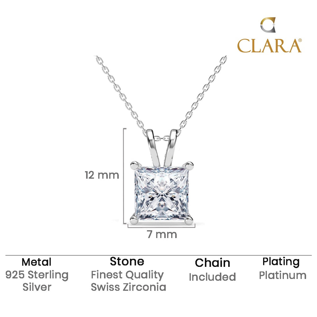 Silver Russo Square Solitaire Pendant Chain