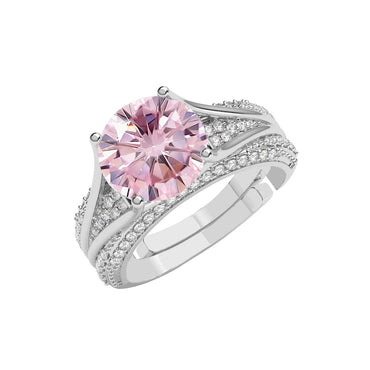 Silver Tove Pink Solitaire Wedding Ring
