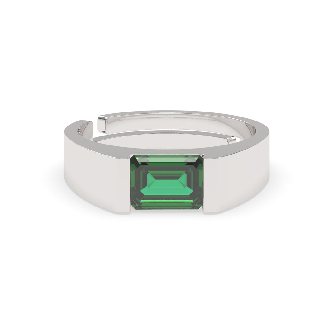 CLARA Real 925 Sterling Silver Emerald Band Ring 