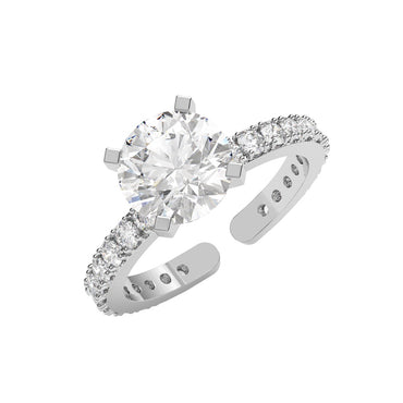 Silver Fleur Classic Solitaire Ring