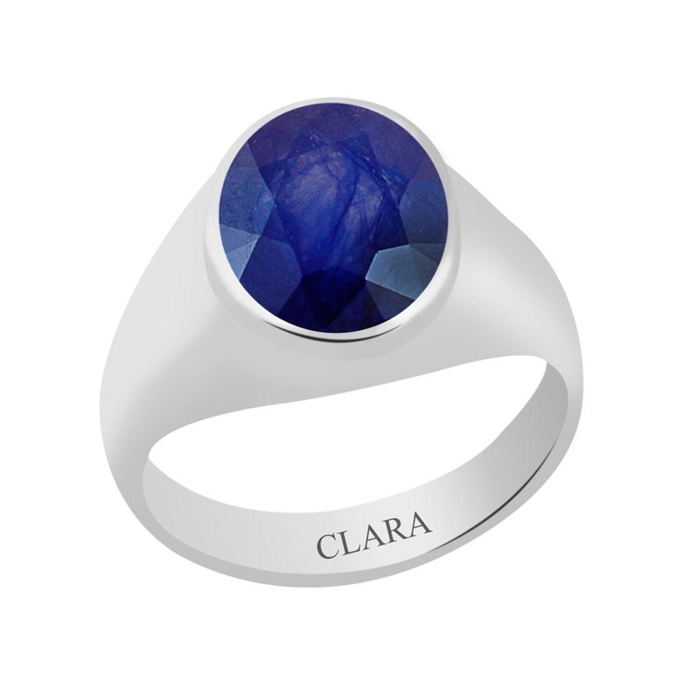 Certified Blue Sapphire Neelam Bold Silver Ring 4.8cts or 5.25ratti